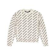 Logo Sweater met Diagonale Plaatsing Balenciaga , Beige , Heren