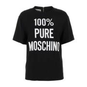 Zwarte crepe T-shirt - Stijlvol en veelzijdig Moschino , Black , Dames