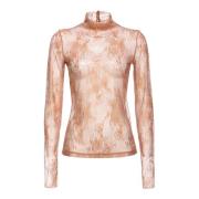 Delicate Kanten Trui Pinko , Beige , Dames