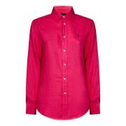 Fuchsia Linnen Overhemd met Pony Borduursel Polo Ralph Lauren , Pink ,...
