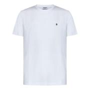 Witte Ribgebreide Crew Neck T-shirts en Polos Dondup , White , Heren