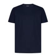 Blauwe Ribgebreide Crew Neck T-shirts en Polos Dondup , Blue , Heren