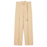 Beige Katoenen Broek Sportmax , Beige , Dames