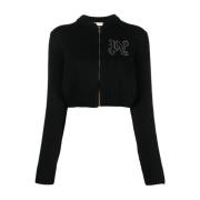 Zwarte Monogram Stud Rits Cardigan Palm Angels , Black , Dames