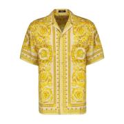 Zijden Barocco Shirt Versace , Yellow , Heren