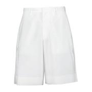 Oversized Poplin Bermuda Shorts Prada , White , Heren