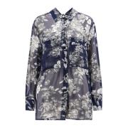 Viscose shirt met bloemenprint Semicouture , Blue , Dames