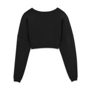 Zwart Boat Neck Cropped Sweatshirt Saint Laurent , Black , Dames