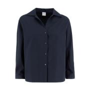 Navy Katoenen Blouse met Logo Knopen Aspesi , Blue , Dames