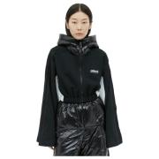 Katoenen Fleece Zip-Up Sweatshirt Moncler , Black , Dames