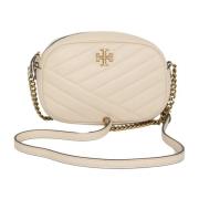 Crèmekleurige Gewatteerde Leren Crossbody Tas Tory Burch , Beige , Dam...