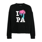 I Love PA Crew Sweatshirt Palm Angels , Black , Heren