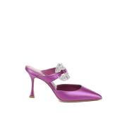 Paarse Satijnen Puntige Muiltjes Manolo Blahnik , Purple , Dames