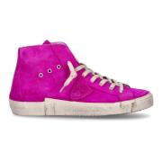 Fuchsia Suède Hoge Sneakers Philippe Model , Pink , Dames