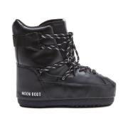 Zwarte Logo Laarzen met Verstelbare Veters Moon Boot , Black , Dames