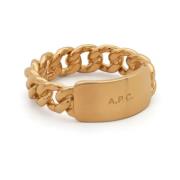 Gouden Messing Ring met A.p.c. Logo A.p.c. , Yellow , Dames