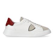 Witte Rode Leren Heren Casual Sneakers Philippe Model , White , Heren