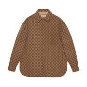 Kameelkleurige Wollen Jas Gucci , Brown , Heren