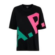 Zwarte T-shirts en Polos met Tricolour Logo A.p.c. , Black , Dames