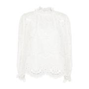 Geborduurde ivoorkleurige blouse met bloemendetails Zimmermann , White...