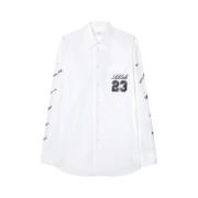 Witte Katoenen Oversized Shirt met Geborduurde Details Off White , Whi...