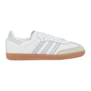 Witte Leren Sneakers met Grijze Strepen Adidas Originals , Multicolor ...