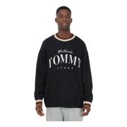 Zwarte Sweaters met Groot Logo Tommy Jeans , Black , Heren