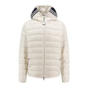 Gewatteerde jas met logo capuchon Moncler , White , Heren