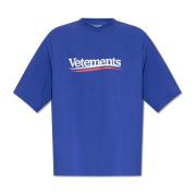 T-shirt met logo Vetements , Blue , Heren