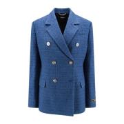 Paillet Tweed Blazer Versace , Blue , Dames