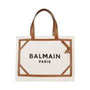 Stijlvol Canvas Tote Tas Balmain , Beige , Dames