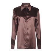 Effen Overhemd met Knopen Dolce & Gabbana , Brown , Dames