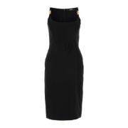 Zwarte stretch viscose jurk Versace , Black , Dames