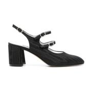 Zwarte Hak Slingback met Strass Gespen Carel , Black , Dames