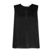 Zwarte Linnen Mouwloze Shirt P.a.r.o.s.h. , Black , Dames