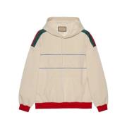 Web-stripe logo-gegraveerde hoodie Gucci , Beige , Heren