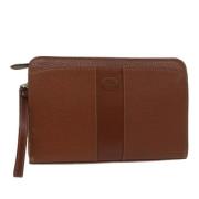 Pre-owned Leather clutches Burberry Vintage , Brown , Dames