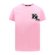 Logo Biologisch Katoenen T-Shirt Karl Lagerfeld , Pink , Dames