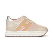 Midi H222 Sneaker in Roze Beige en Bruin Hogan , Multicolor , Dames