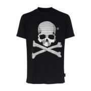 SS Skull & Bones Zwart Katoenen T-Shirt Philipp Plein , Black , Heren