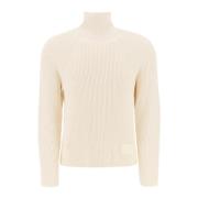 Katoenen en wollen funnel-neck Coltrui Ami Paris , White , Heren