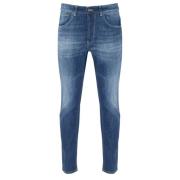 Stone Washed Denim Carrot Fit Jeans Dondup , Blue , Heren