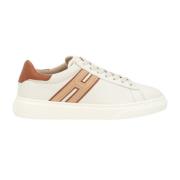 Ivoorleren Sneaker H365 met Leren Details Hogan , Beige , Dames