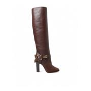 Bruine Leren Rits Rider Laarzen Dolce & Gabbana , Brown , Dames