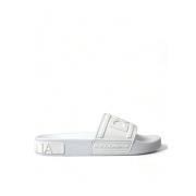 Geëmbosseerde Rubberen Slides Dolce & Gabbana , White , Dames