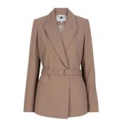 Relaxed fit blazer met riem in taupe Dante 6 , Brown , Dames