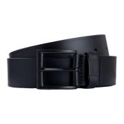 Minimalistische Leren Riem met Logo - Zwart Hugo Boss , Black , Heren