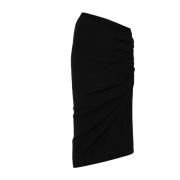 Zwarte Gedrapeerde Midi Rok Rick Owens , Black , Dames