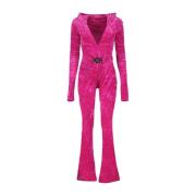 Medusa Velvet Hoodie Jumpsuit Versace , Pink , Dames