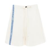 Shorts met logo-tape details van katoen/linnen JW Anderson , White , D...